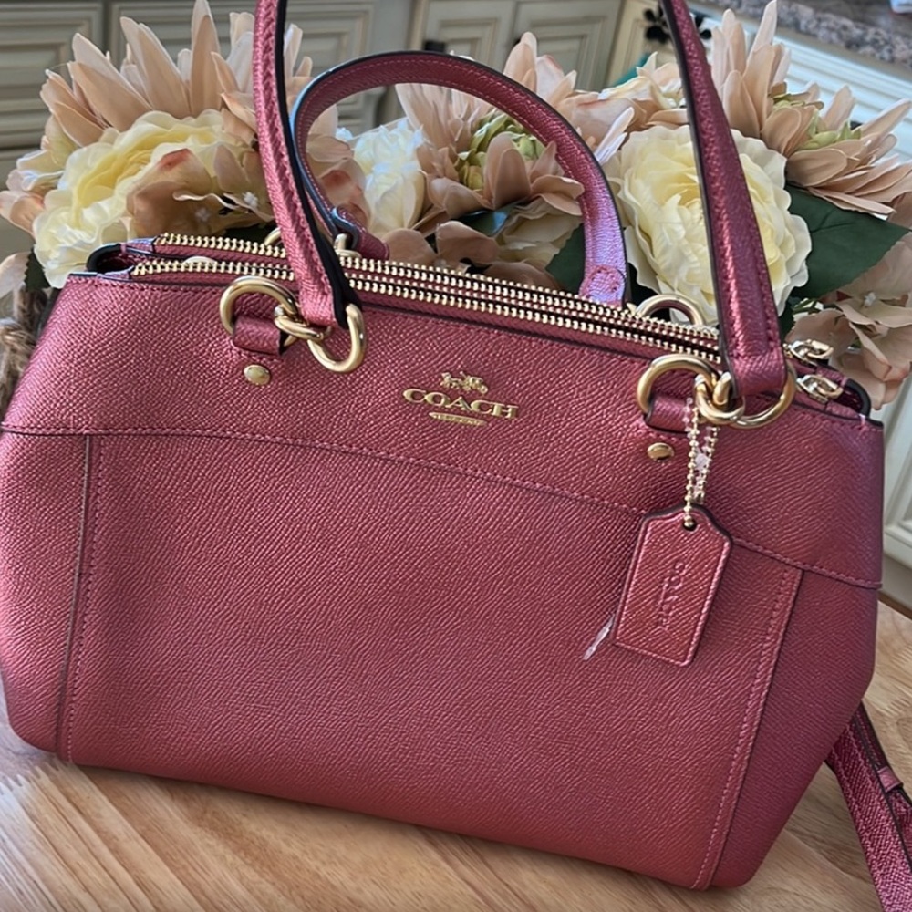 Coach Metallic Pink Cross Grain Mini Brooke
Satchel Handbag (NWT)